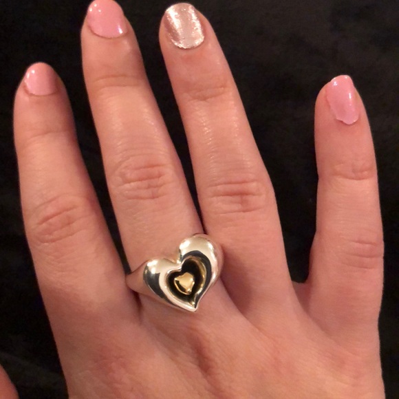 Hagit Gorali Jewelry - 14K Gold and Sterling Silver Heart Ring